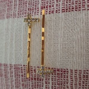 Gold Cross Hair Pins - EUC
